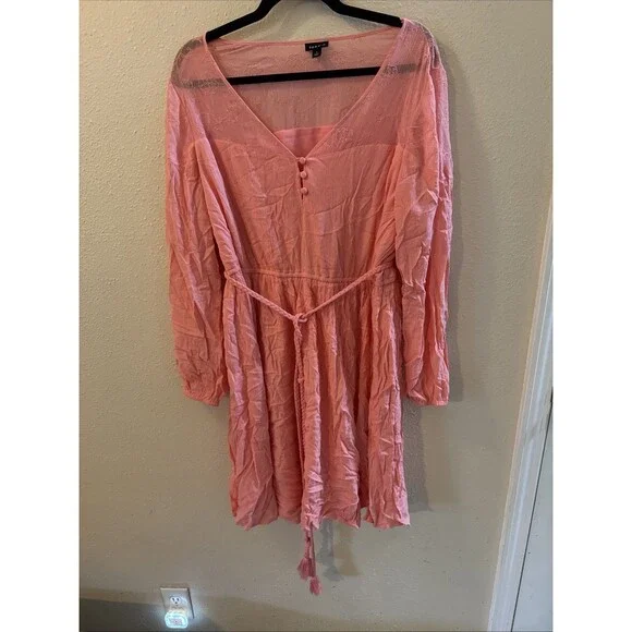 fitted lace wedding dress Maura Long Sleeve Lace-Up Back Dress Floral Orange